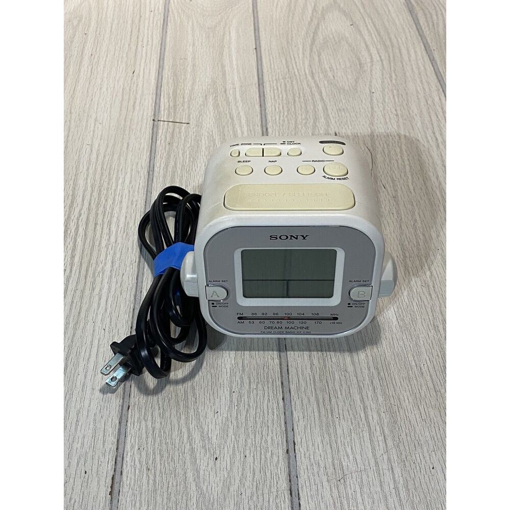 Sony Dream Machine Alarm AMFM Clock Radio ICF-C180 LIV Retro Almond Brown TESTED
